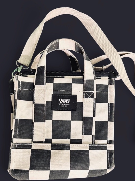 Vans Handbags - Vans Black and White Checker Canvas Mini Tote Crossbody